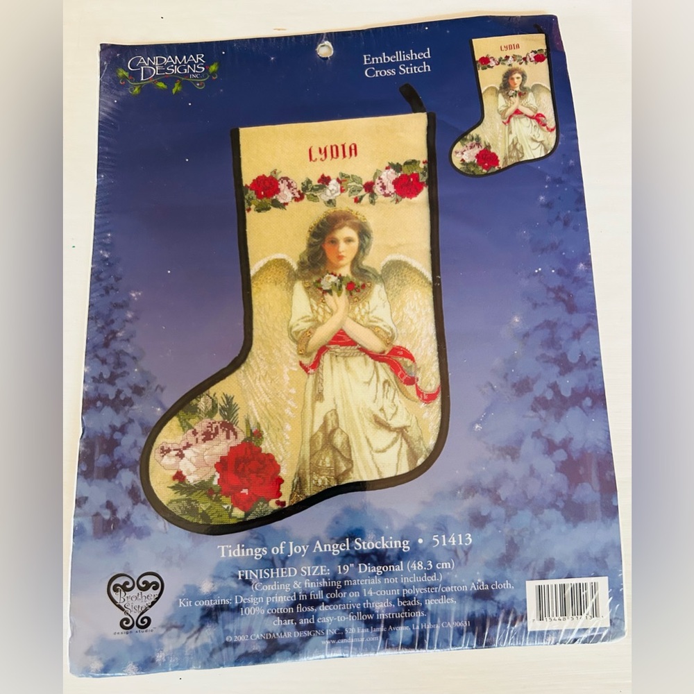 New Cross Stitch Christmas Stocking Candamar Designs 51413 Tidings Of Joy Angel
